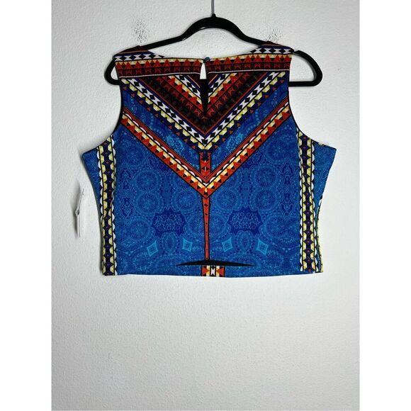 NWT Bisou Bisou Top Size XL Multi Colors Back Button Sleeveless Lined Casual - Picture 3 of 10